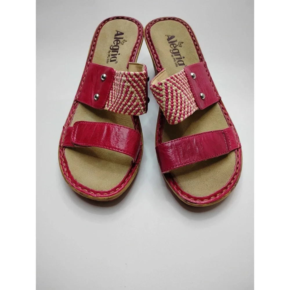 Alegria Lana Sandals Wedge Leather Size EU 37 US 6.5  Pink Fuchsia LAN-105